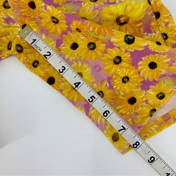 Zara NWT Bright Yellow Sunflower Print Biker Style Shorts, Small - Picture 13 of 16
